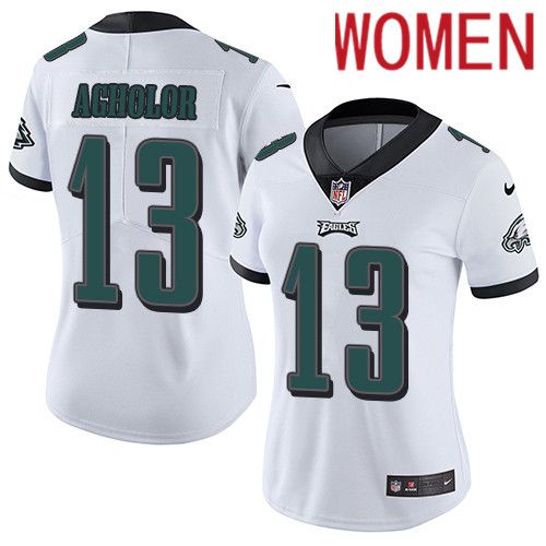 Women Philadelphia Eagles 13 Nelson Agholor Nike White Vapor Limited NFL Jersey